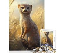 Puzzles for Adults 1000 Puzzles Smiling Mongoose in Grass Home Decoration Toys Gifts Ideas Hands-on Game Artists Collection, Fine Art size 50x75cm