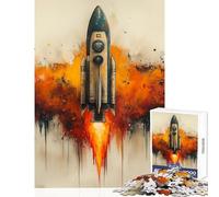 Puzzles for Adults 1000 Puzzles Space Rocket Launch Anti-Stress Toys Great Gift for Games Hands-on Game Help The Brain Exercise Size 50x75cm
