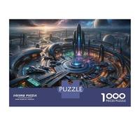 Puzzles for Adults 1000 Puzzles Space Station Cityscape Puzzles for Adults Relaxing Games Precision Cutting Deal As Gifts for The Whole Family 38x26cm/1000pcs