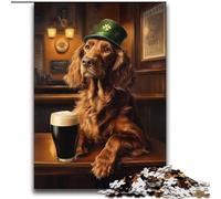 Puzzles for Adults 1000 Puzzles St. Patrick’s Day Irish Setter in A Pub Unique Challenge Game But Fun And Humorous Birthday Gift (size 38x52cm)