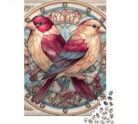 Puzzles for Adults 1000 Puzzles Stained Glass Birds Artwork Jigsaws for Adults Toy Wall Decor Stress Reliever Unique Birthday And Gifts 70x50cm/1000pcs