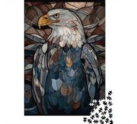 Puzzles for Adults 1000 Puzzles Stained Glass Eagle Art Print Jigsaws for Adults Toy Wall Decor Stress Reliever Unique Birthday And Gifts 52x38cm/1000pcs