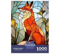 Puzzles for Adults 1000 Puzzles Stained Glass Fox Puzzles for Adults Relaxing Games Precision Cutting Deal As Gifts for The Whole Family 38x26cm/1000pcs