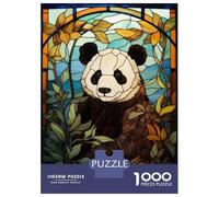 Puzzles for Adults 1000 Puzzles Stained Glass Panda Jigsaw for Adults Hands-on Game For Family Fun Unique Birthday And Gifts 38x26cm/1000pcs