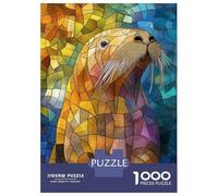 Puzzles for Adults 1000 Puzzles Stained Glass Sea Lion Puzzles for Adults Relaxing Games Precision Cutting Deal As Gifts for The Whole Family 70x50cm/1000pcs