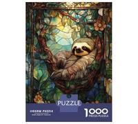 Puzzles for Adults 1000 Puzzles Stained Glass Sloth Puzzles for Adults Relax Games Precision Cutting Unique Birthday And Gifts 70x50cm/1000pcs