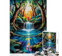 Puzzles for Adults 1000 Puzzles Stained Glass Waterfall Wonder A Luminous Path Through The Enchanted Forest(Relaxing Games Hand Speed Race Home Decoration Toys Difficult And Challenge 1000