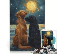 Puzzles for Adults 1000 Puzzles Starry Night with Dogs, Fun Games, Train Your Brain And Hands, Enhance Love between Couples 50x75cm