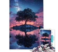 Puzzles for Adults 1000 Puzzles Starry Tree Reflections Adult Jigsaw Puzzles Improve Memory Help The Brain Exercise for Is Ideal As A Gifts (Size 50x75cm)