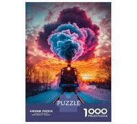 Puzzles for Adults 1000 Puzzles Steam Train at Sunset -3 Jigsaws for Adults Relaxing Games Perfect Decoration Help The Brain Exercise 52x38cm/1000pcs