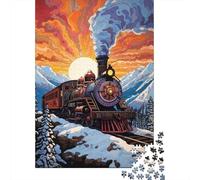Puzzles for Adults 1000 Puzzles Steam Train Sunset Landscape Jigsaw for Adults Hands-on Game For Family Fun Unique Birthday And Gifts 38x26cm/1000pcs