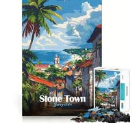 Puzzles for Adults 1000 Puzzles Stone Town Zanzibar Poster Exact Fit Game Brain Teaser Gift Calm Fun Time Xmas Art Gift(38x26cm)