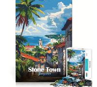 Puzzles for Adults 1000 Puzzles Stone Town Zanzibar Poster Exact Fit Game Brain Teaser Gift Calm Fun Time Xmas Art Gift (50x75cm)