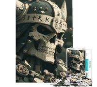 Puzzles for Adults 1000 Puzzles Stone Viking Skull with Runes Fun Activities at Home For Family Fun Hands-on Game for And 14 Years And over (38x26cm)