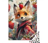 Puzzles for Adults 1000 Puzzles Strawberry Fox Art Print-2 Jigsaws for Adults Toy Wall Decor Stress Reliever Unique Birthday And Gifts 70x50cm/1000pcs
