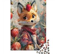 Puzzles for Adults 1000 Puzzles Strawberry Fox Art Print-6 Jigsaws for Adults Toy Wall Decor Stress Reliever Unique Birthday And Gifts 70x50cm/1000pcs