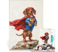 Puzzles for Adults 1000 Puzzles Superhero Dachshund Art, Fun Games, Train Your Brain And Hands, Enhance Love between Couples 50x75cm