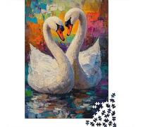 Puzzles for Adults 1000 Puzzles Swan Love Heart Painting-1 Jigsaws for Adults Toy Wall Decor Stress Reliever Unique Birthday And Gifts 52x38cm/1000pcs