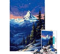 Puzzles for Adults 1000 Puzzles Swiss Alps Winter Night Fun Games for Educational Game Challenge Toy Great Gifts And Toys Wall Art (Size 38x52cm)