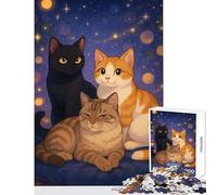 Puzzles for Adults 1000 Puzzles Three Cats Pillow Puzzle For Teenagers Hand Speed Race Parent-child Interaction Addictive Toys to Cultivate Patience (38x26cm)