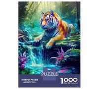 Puzzles for Adults 1000 Puzzles Tiger Waterfall Jungle Art Print Adult Jigsaw Puzzle Relaxing Games For Family Fun Deal As Gifts for The Whole Family 52x38cm/1000pcs