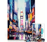 Puzzles for Adults 1000 Puzzles Times Square New York City Painting Exact Fit Game Brain Teaser Gift Calm Fun Time Xmas Art Gift(38x26cm)