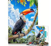 Puzzles for Adults 1000 Puzzles Toucan in Tropical Rainforest Exact Fit Game Brain Teaser Gift Calm Fun Time Xmas Art Gift (50x75cm)