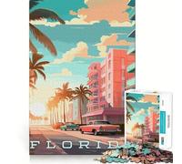 Puzzles for Adults 1000 Puzzles Travel to Florida Exact Fit Game Brain Teaser Gift Calm Fun Time Xmas Art Gift (50x75cm)