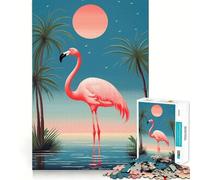 Puzzles for Adults 1000 Puzzles Tropical Pink Flamingo Exact Fit Game Brain Teaser Gift Calm Fun Time Xmas Art Gift (50x75cm)