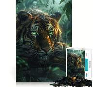 Puzzles for Adults 1000 Puzzles Tropical Rain Forest Tiger Exact Fit Game Brain Teaser Gift Calm Fun Time Xmas Art Gift (50x75cm)