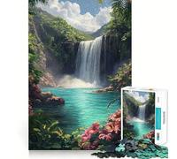 Puzzles for Adults 1000 Puzzles Tropical Waterfall Paradise Exact Fit Game Brain Teaser Gift Calm Fun Time Xmas Art Gift (50x75cm)