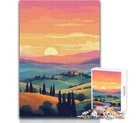 Puzzles for Adults 1000 Puzzles Tuscan Sunset Italy Travel Unique Challenge Game Enhance Memory Gift For Birthdays Size 50x75cm