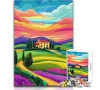 Puzzles for Adults 1000 Puzzles Tuscan Villa Sunset Italy Art Unique Challenge Game Enhance Memory Gift For Birthdays Size 50x75cm