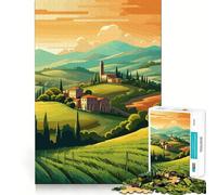 Puzzles for Adults 1000 Puzzles Tuscany Italy Illustration Exact Fit Game Brain Teaser Gift Calm Fun Time Xmas Art Gift (38x52cm)