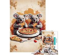 Puzzles for Adults 1000 Puzzles Twin Koalas Eating Pizza Fun Activities at Home For Family Fun Hands-on Game for And 14 Years And over (38x26cm)