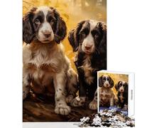Puzzles for Adults 1000 Puzzles Two English Springer Spaniels in Autumn Forest Educational Toy Gift For Birthdays Educational Games Train Your Brain And Hands Size 50x75cm