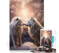 Puzzles for Adults 1000 Puzzles Two Wolves in Love Exact Fit Game Brain Teaser Gift Calm Fun Time Xmas Art Gift (38x52cm)