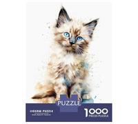 Puzzles for Adults 1000 Puzzles Watercolor Birman Cat Baby Jigsaw for Adults Hands-on Game For Family Fun Unique Birthday And Gifts 70x50cm/1000pcs