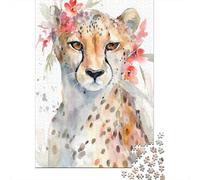 Puzzles for Adults 1000 Puzzles Watercolor Cheetah Art Print Jigsaws for Adults Toy Wall Decor Stress Reliever Unique Birthday And Gifts 38x26cm/1000pcs