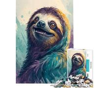 Puzzles for Adults 1000 Puzzles Watercolor Sloth Portrait Fun Activities at Home Hand Speed Race Educational Toy for 14+ Puzzle Game Offered (50x75cm)