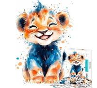 Puzzles for Adults 1000 Puzzles Watercolor Smiling Lion Cub Fun Activities at Home Hand Speed Race Educational Toy for 14+ Puzzle Game Offered (38x26cm)