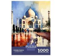 Puzzles for Adults 1000 Puzzles Watercolor Taj Mahal Jigsaws for Adults Relaxing Games Perfect Decoration Help The Brain Exercise 52x38cm/1000pcs