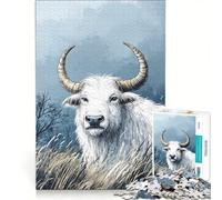 Puzzles for Adults 1000 Puzzles White Buffalo Illustration Hands-on Game For Family Fun Improving Love between Couples 50x75cm