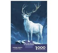 Puzzles for Adults 1000 Puzzles White Stag in Snowy Mountains Puzzle for Adults Relax Games Analysis And Logic Deal As Gifts for The Whole Family 38x26cm/1000pcs
