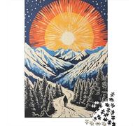 Puzzles for Adults 1000 Puzzles Winter Mountain Sunset Scene Jigsaw for Adults Hands-on Game For Family Fun Unique Birthday And Gifts 38x26cm/1000pcs