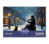 Puzzles for Adults 1000 Puzzles Winter Street Musician Puzzles for Adults Relaxing Games Precision Cutting Deal As Gifts for The Whole Family 52x38cm/1000pcs