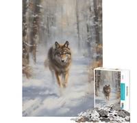 Puzzles for Adults 1000 Puzzles Winter Wolf Approaching Fun Games for Educational Game Challenge Toy Great Gifts And Toys Wall Art (Size 38x52cm)