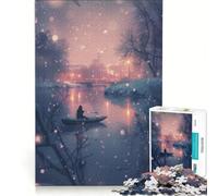 Puzzles for Adults 1000 Puzzles Winters Night on Water Hands-on Game For Family Fun Improving Love between Couples 38x52cm