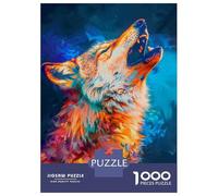 Puzzles for Adults 1000 Puzzles Wolf Howling at Moon Wall Art Print Adult Jigsaw Puzzle Relaxing Games For Family Fun Deal As Gifts for The Whole Family 38x26cm/1000pcs