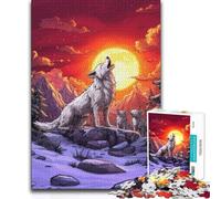 Puzzles for Adults 1000 Puzzles Wolf Howling at The Moon Brainteaser Family Games Staycation Kill Time Birthday Gift (38x52cm)